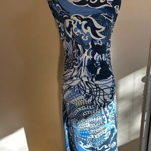 H&M Navy and Cream Patterned Top